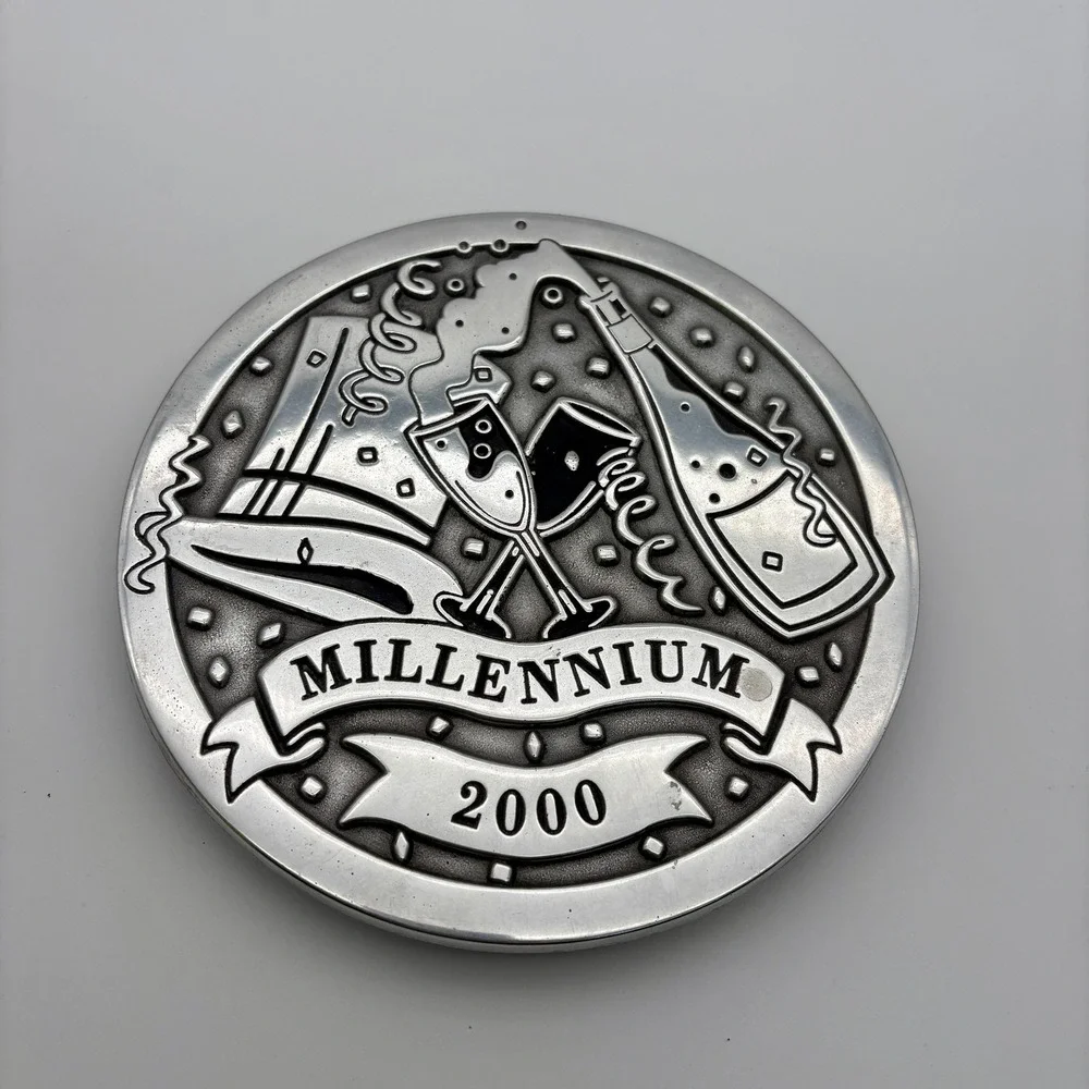 Wilton Armetale Millennium 2000 Trivet USA Silver Champagne‎ Party Table Decor